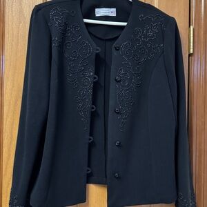 Stylish Pablo Collection Black Women's Beaded Cardigan Jacket Blazer plus 16WP